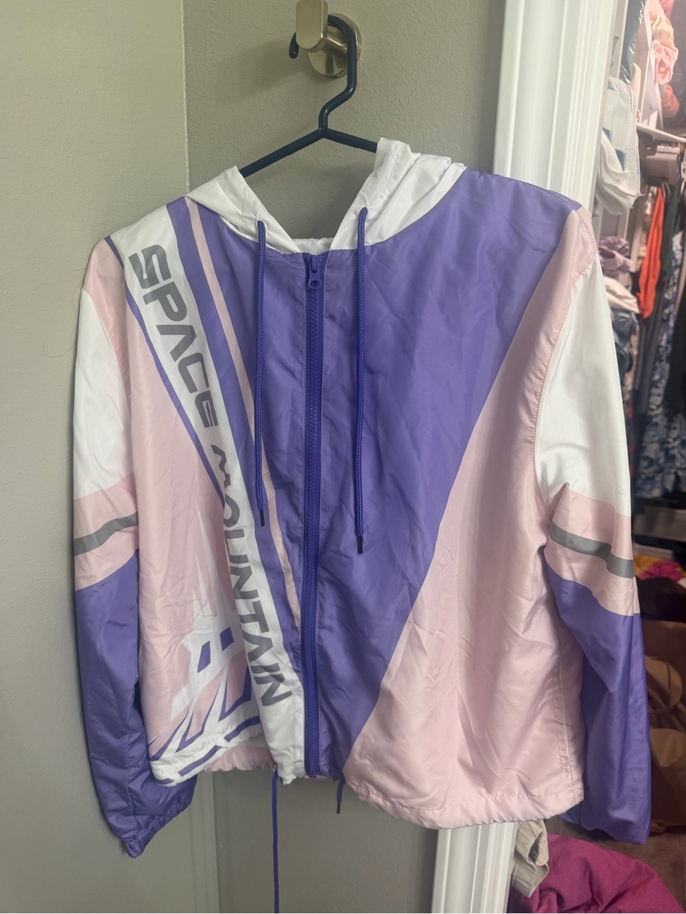 Disney Pastel Pink, Lavender & White 'Space Mountain' Windbreaker Jacket